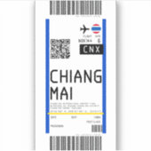 チェンマイ(CNX)への搭乗券 シール (正面)