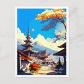 チェンメイタイランドヴィンテージトラベルイラストレーション ポストカード (正面)