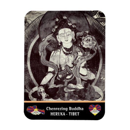 チェンレイズ·ブッダ·ヴィンテージ·ヘルカ&チベット/ダーマ マグネット (縦)