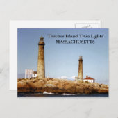チェーサー島ツインライト、マサチューセッツ州のポストカード ポストカード (正面/裏面)