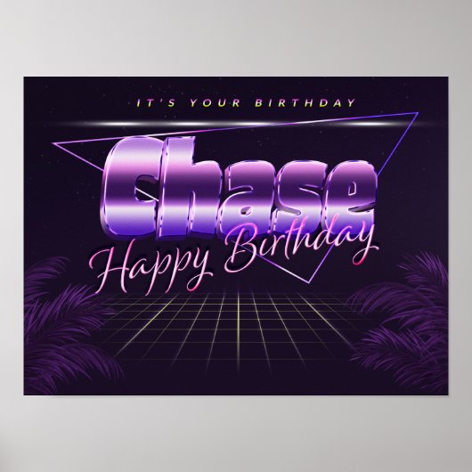チェース名Vorname lila retroポスターGeburtstag ポスター (正面)