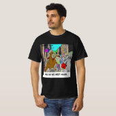 チェーソー vs 木の面白いコミック「困った」 tシャツ (正面フル)