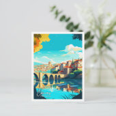 チェーブスポルトガルアートヴィンテージ旅行イラストレーション ポストカード (スタンド正面)