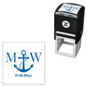 チェーンいかり結婚カップルの2初期モノグラム日付 セルフインキングスタンプ (インサイチュ)