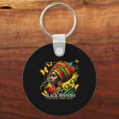 チェーンごとに黒い歴史の月を破る女性Bla キーホルダー (正面)