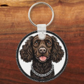 チェーンと装飾円を持つ茶色の犬 キーホルダー (裏面)