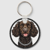 チェーンと装飾円を持つ茶色の犬 キーホルダー (裏面)