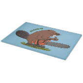 チェーンソーおもしろいガのユーモアを持つビーバー カッティングボード (角)