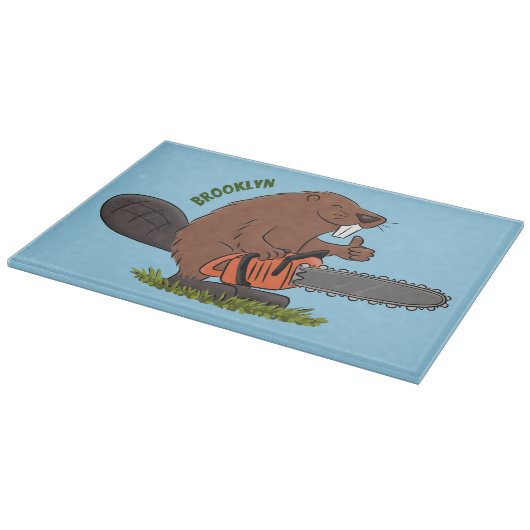 チェーンソーおもしろいガのユーモアを持つビーバー カッティングボード (角)