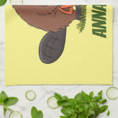 チェーンソーおもしろいガのユーモアを持つビーバー キッチンタオル (折り畳み)