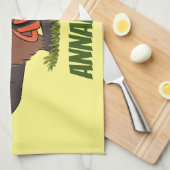 チェーンソーおもしろいガのユーモアを持つビーバー キッチンタオル (四つ折り)