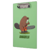 チェーンソーおもしろいガのユーモアを持つビーバー クリップボード (左)