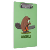 チェーンソーおもしろいガのユーモアを持つビーバー クリップボード (右)