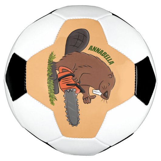 チェーンソーおもしろいガのユーモアを持つビーバー サッカーボール (回転)