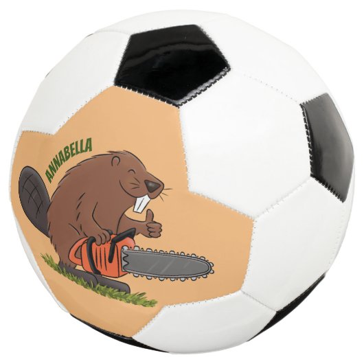 チェーンソーおもしろいガのユーモアを持つビーバー サッカーボール (3/4)