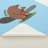 チェーンソーおもしろいガのユーモアを持つビーバー シェルパブランケット (3/4)