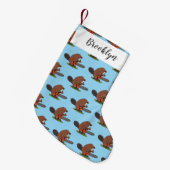 チェーンソーおもしろいガのユーモアを持つビーバー スモールクリスマスストッキング (正面 (吊り時))