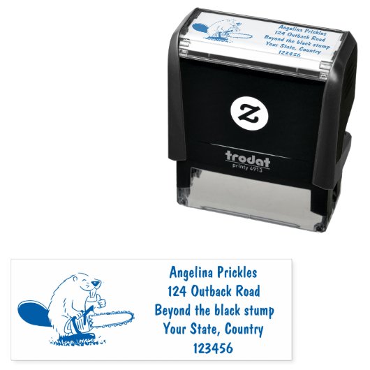 チェーンソーおもしろいガのユーモアを持つビーバー セルフインキングスタンプ (インサイチュ)