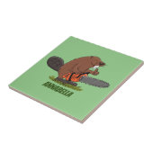 チェーンソーおもしろいガのユーモアを持つビーバー タイル (側面)