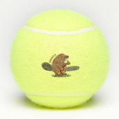 チェーンソーおもしろいガのユーモアを持つビーバー テニスボール (裏面)