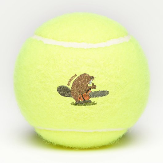 チェーンソーおもしろいガのユーモアを持つビーバー テニスボール (裏面)