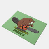 チェーンソーおもしろいガのユーモアを持つビーバー ドアマット (アングル)