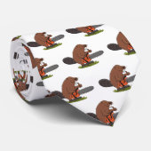 チェーンソーおもしろいガのユーモアを持つビーバー ネクタイ (ロール)
