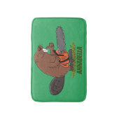 チェーンソーおもしろいガのユーモアを持つビーバー バスマット (正面縦)