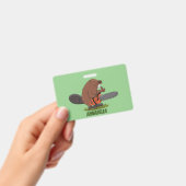 チェーンソーおもしろいガのユーモアを持つビーバー バッジ (手持ち)