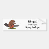 チェーンソーおもしろいガのユーモアを持つビーバー バンパーステッカー (正面)