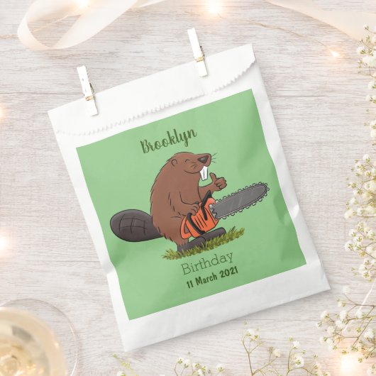 チェーンソーおもしろいガのユーモアを持つビーバー フェイバーバッグ (クリップ留めされた状態)