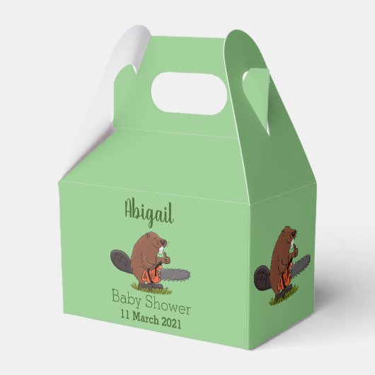 チェーンソーおもしろいガのユーモアを持つビーバー フェイバーボックス (裏面サイド)