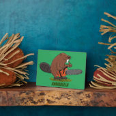 チェーンソーおもしろいガのユーモアを持つビーバー フォトプラーク (側面)