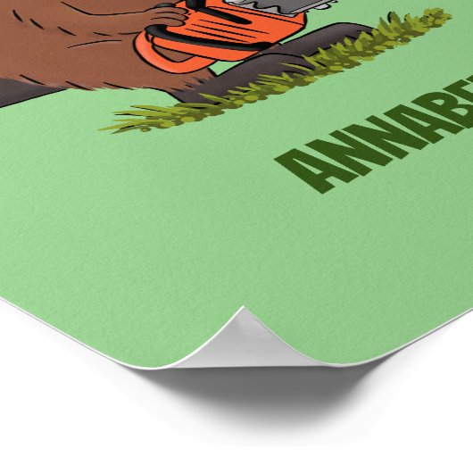 チェーンソーおもしろいガのユーモアを持つビーバー ポスター (角)