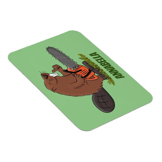 チェーンソーおもしろいガのユーモアを持つビーバー マグネット (右側)