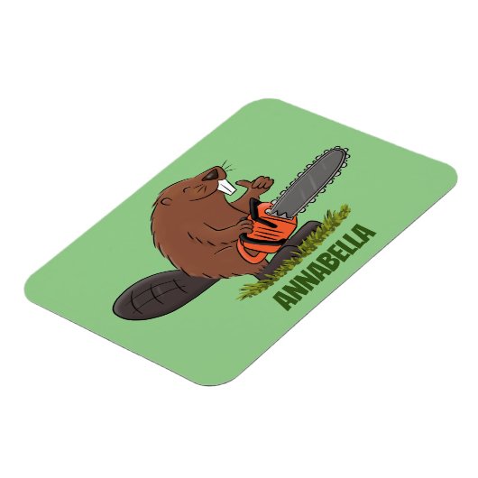 チェーンソーおもしろいガのユーモアを持つビーバー マグネット (左側)