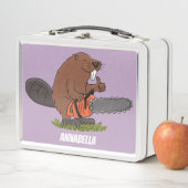 チェーンソーおもしろいガのユーモアを持つビーバー メタルランチボックス (インサイチュ)