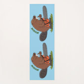 チェーンソーおもしろいガのユーモアを持つビーバー ヨガマット (正面)