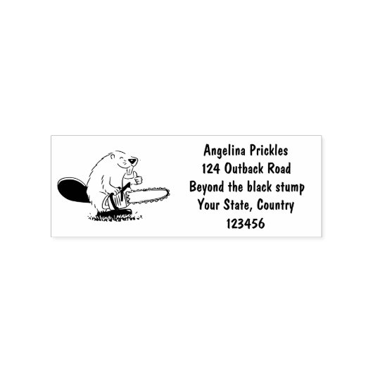 チェーンソーおもしろいガのユーモアを持つビーバー ラバースタンプ (インプリント)