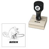 チェーンソーおもしろいガのユーモアを持つビーバー ラバースタンプ (押印)