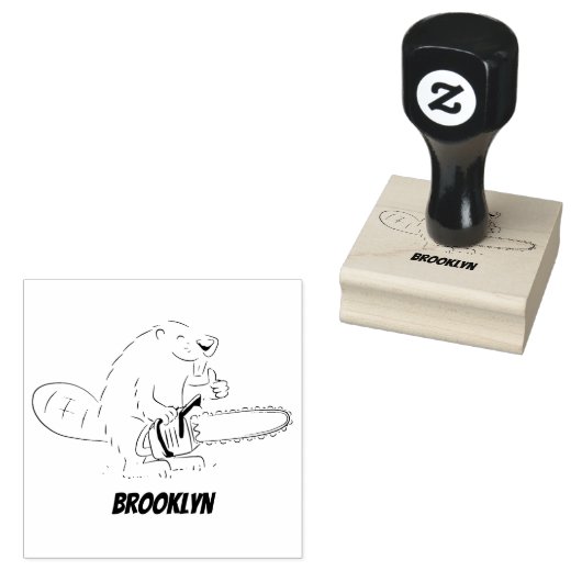 チェーンソーおもしろいガのユーモアを持つビーバー ラバースタンプ (押印)