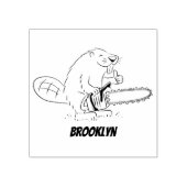 チェーンソーおもしろいガのユーモアを持つビーバー ラバースタンプ (インプリント)