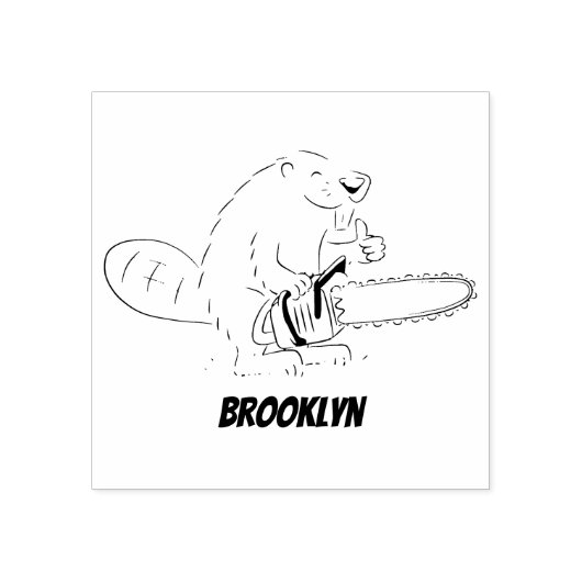 チェーンソーおもしろいガのユーモアを持つビーバー ラバースタンプ (インプリント)