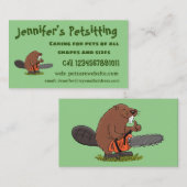 チェーンソーおもしろいガのユーモアを持つビーバー 名刺 (正面/裏面)