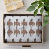 チェーンソーおもしろいガのユーモアを持つビーバー 薄葉紙 (ギフト)