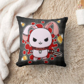 チェーンソーが付いているかわいいかわいいの邪悪なバニー クッション (ブランケット)