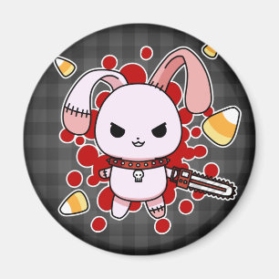 チェーンソーが付いているかわいいかわいいの邪悪なバニー マグネット