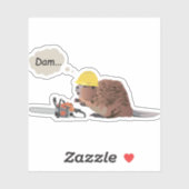 チェーンソーと安全ヘルメット付きブラウンビーバー シール (シート)