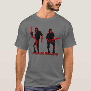 チェーンソーに耐えること右 Tシャツ