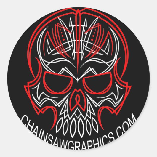 チェーンソーのグッパイステッカー ラウンドシール (正面)